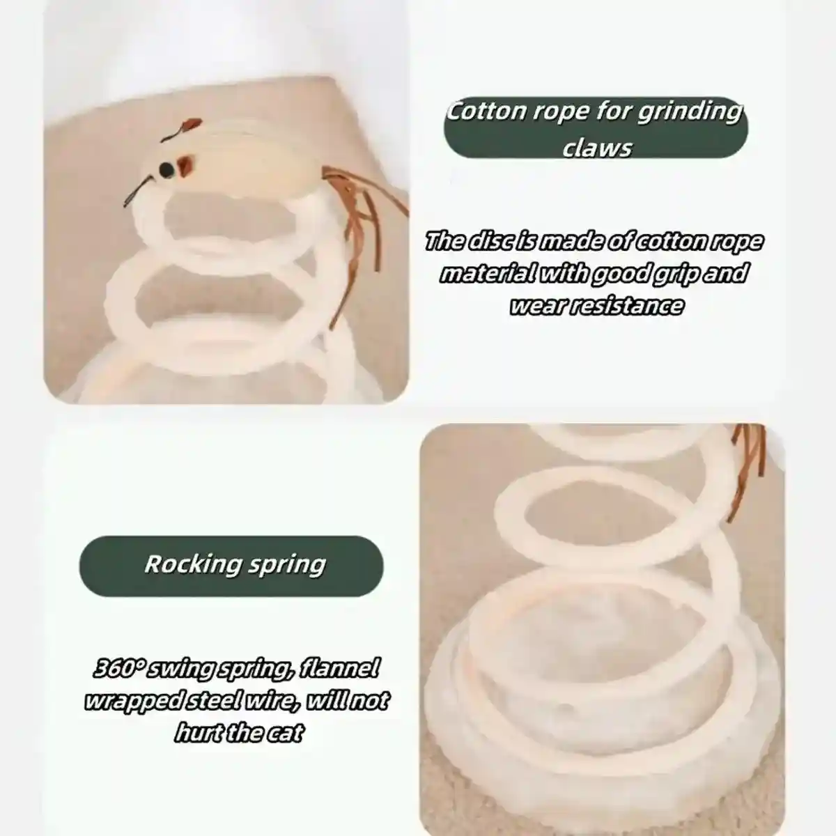 Cat Scratching Board Toy Spiral Design with Mouse or Fish - Image 11