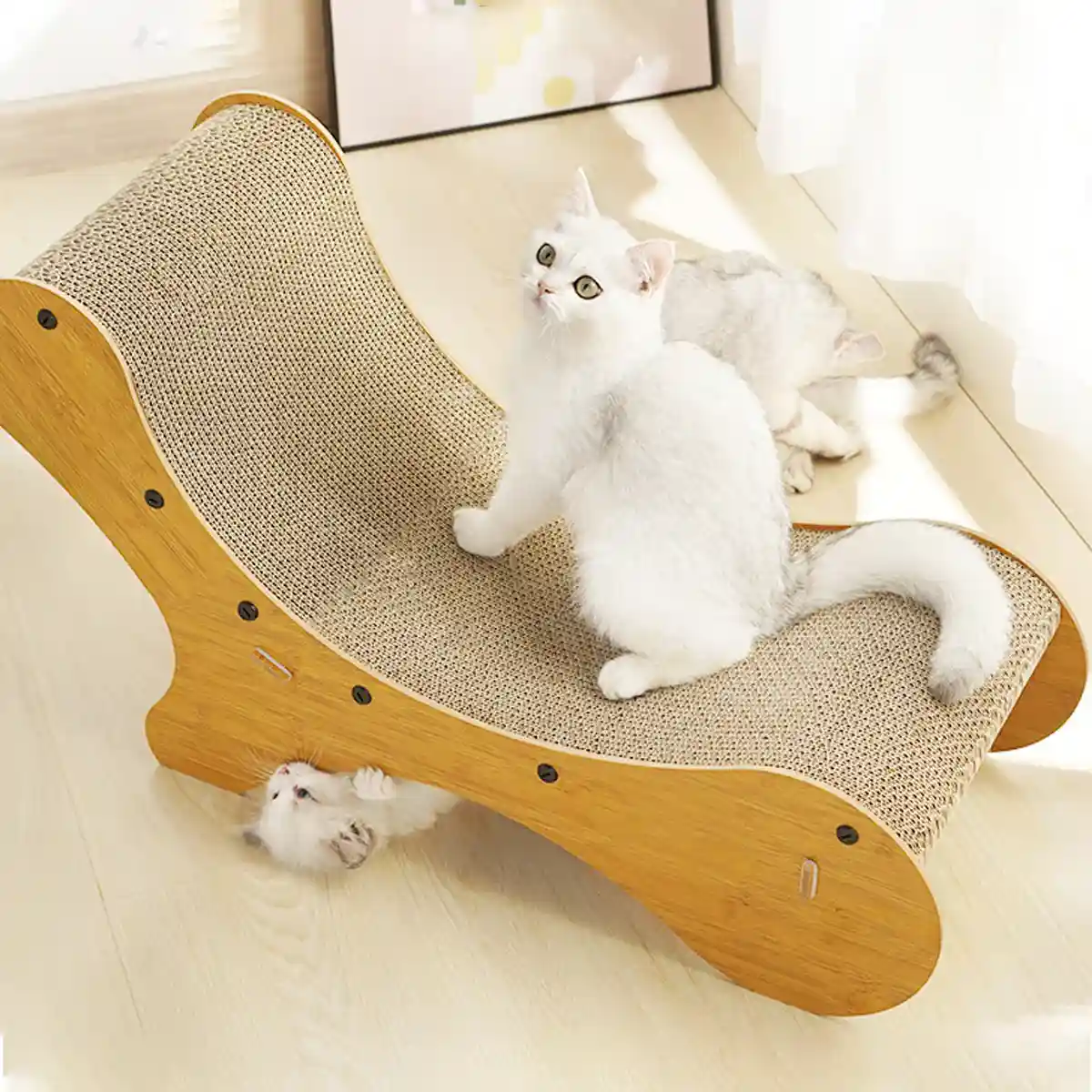 2-in-1 Cat Scratching Lounger with Curved Cardboard Surface - Image 10