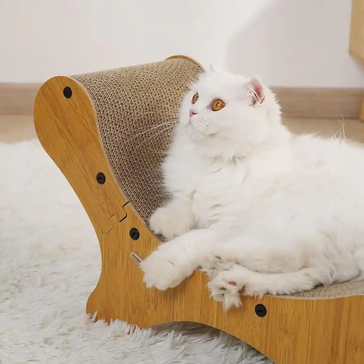 2-in-1 Cat Scratching Lounger with Curved Cardboard Surface - Image 16