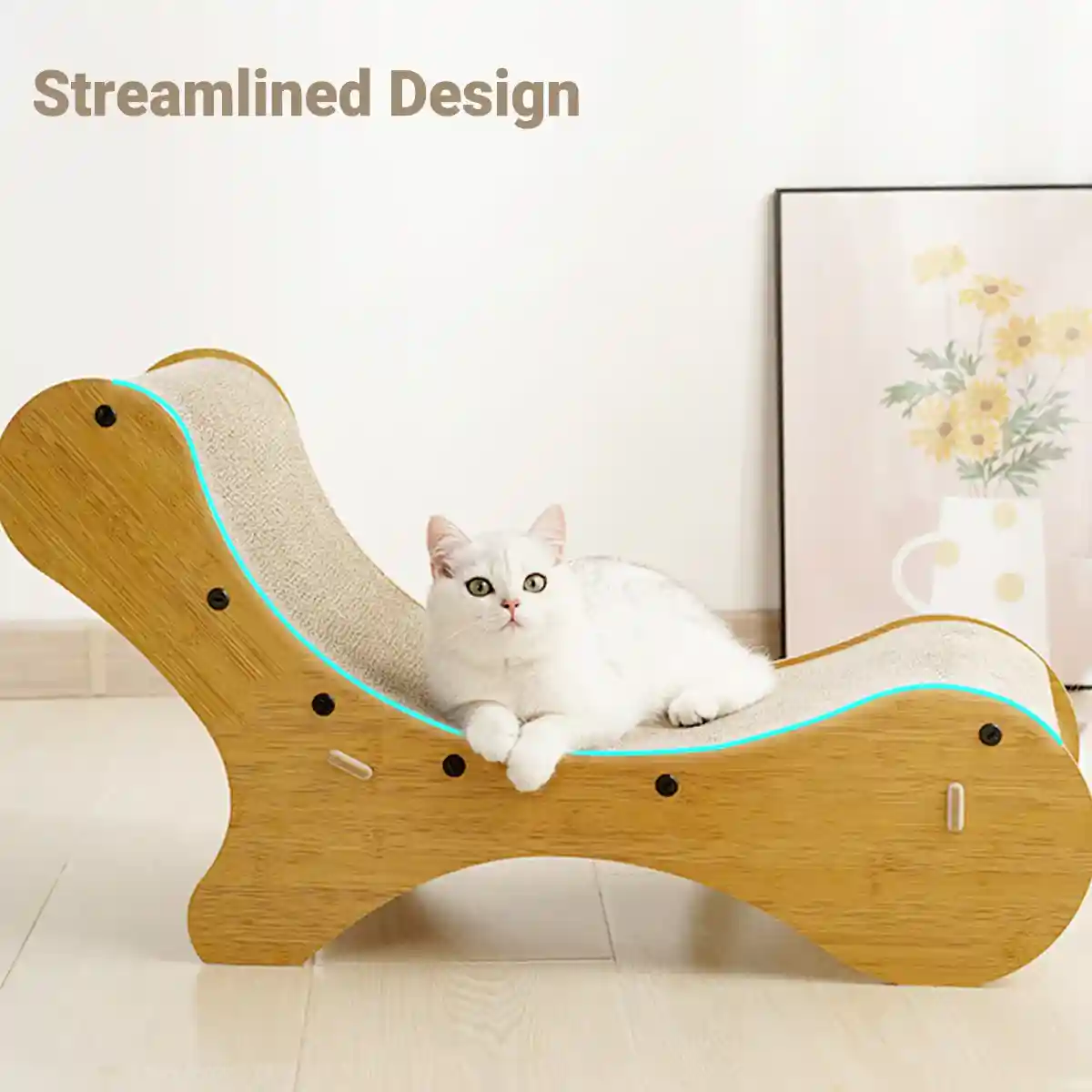 2-in-1 Cat Scratching Lounger with Curved Cardboard Surface - Image 3