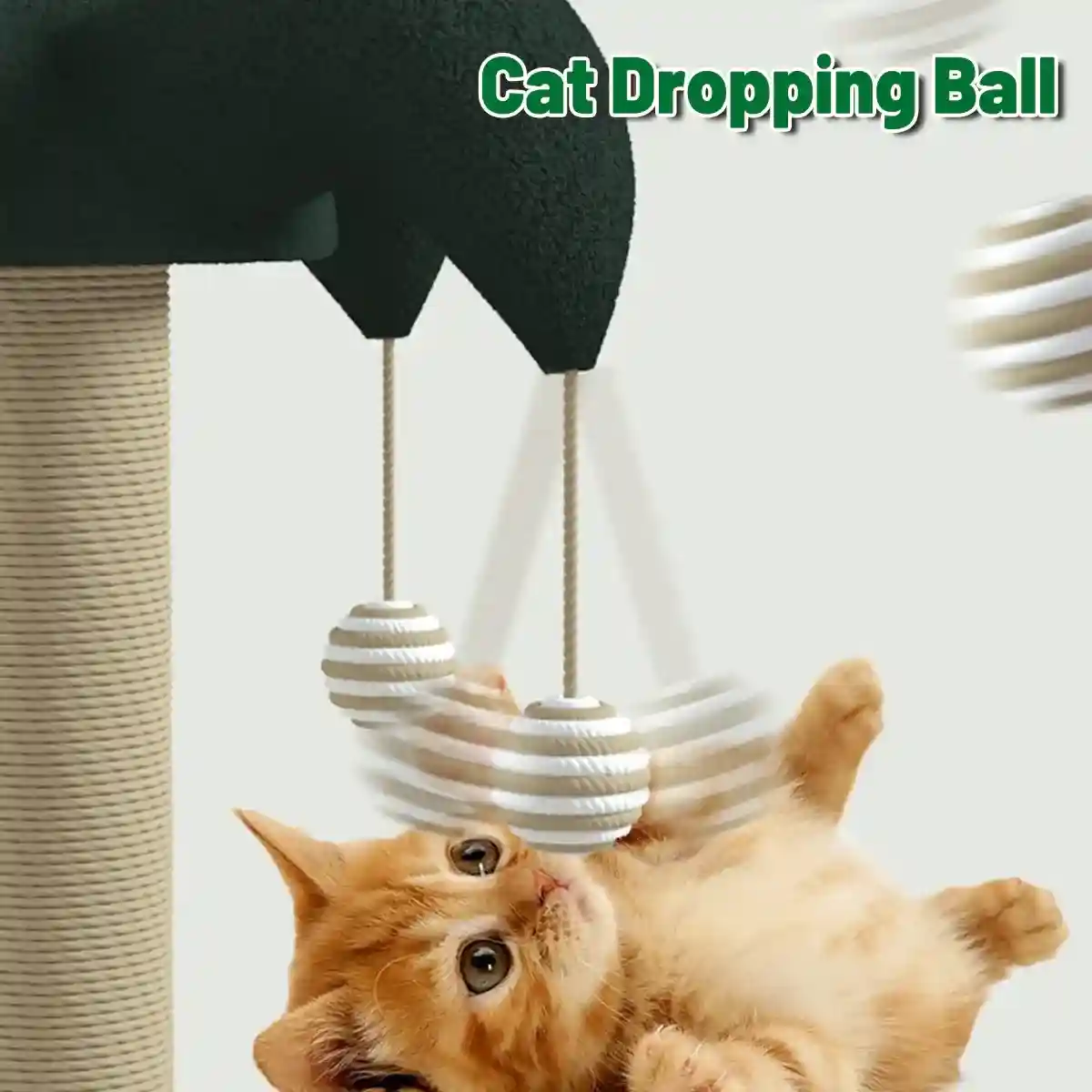 Cat Scratching Post with Teaser Stick & Turntable Sisal & Wood Base - Image 5