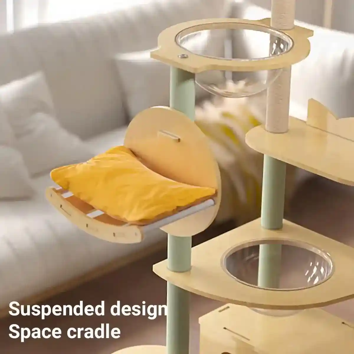 Spacious Wooden Cat Tower for Large Cats with Capsule Beds & Scratching Posts - Image 5