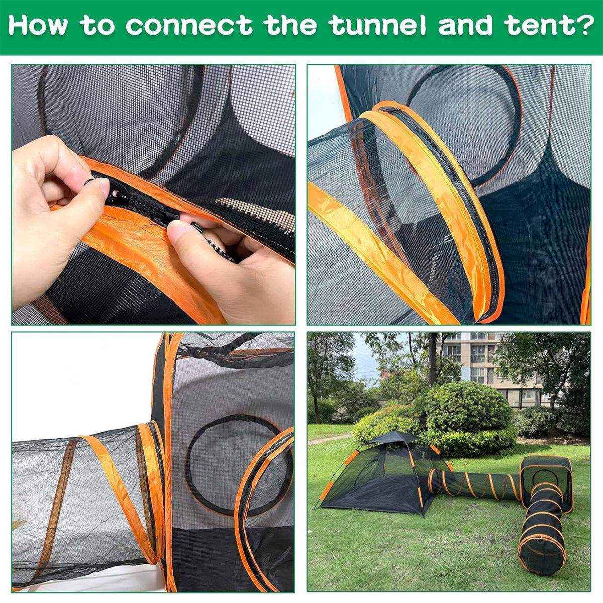 4pcs Foldable Cat Tunnel Outdoors Breathable Mesh Playpen for Safe Outdoor Fun - Image 10