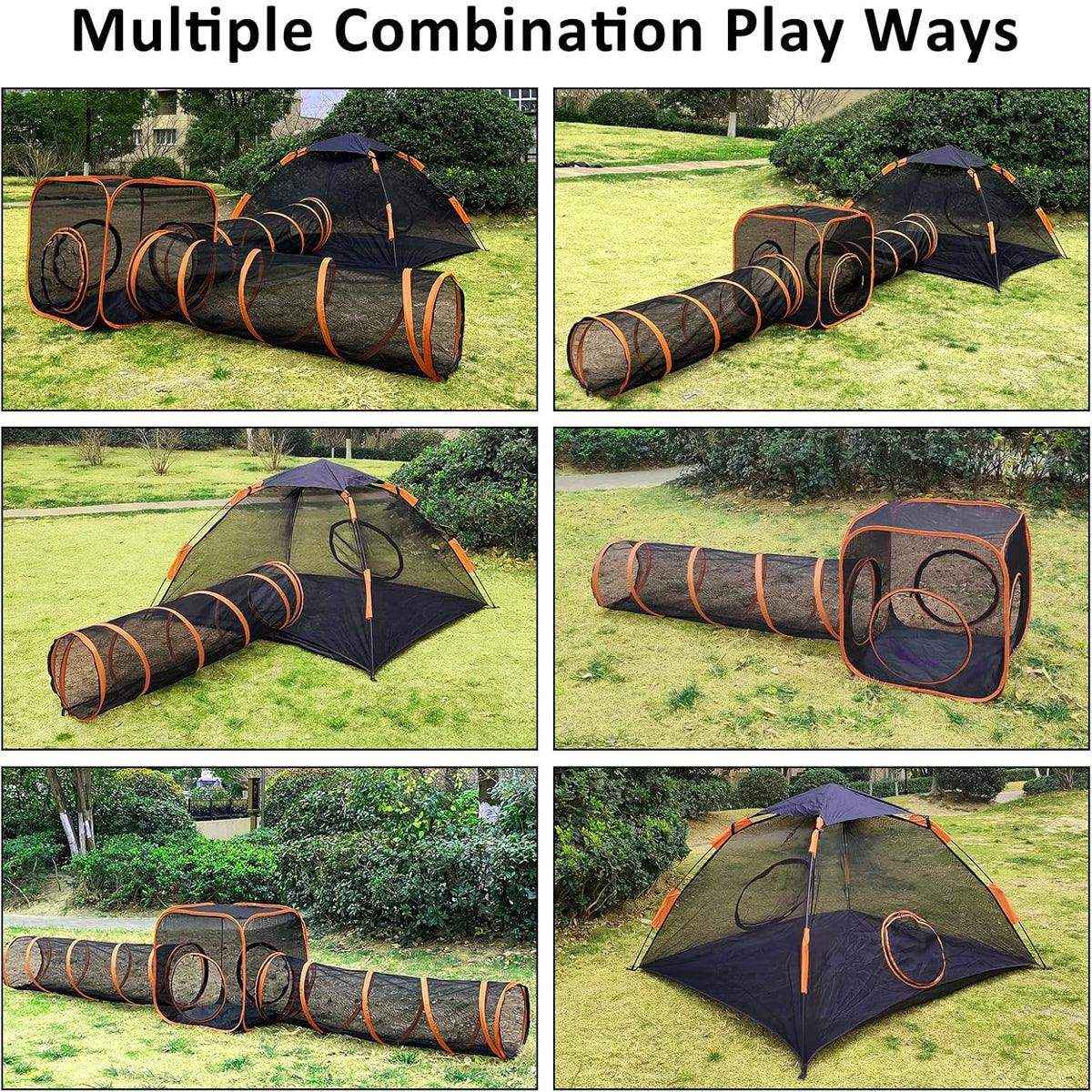 4pcs Foldable Cat Tunnel Outdoors Breathable Mesh Playpen for Safe Outdoor Fun - Image 6
