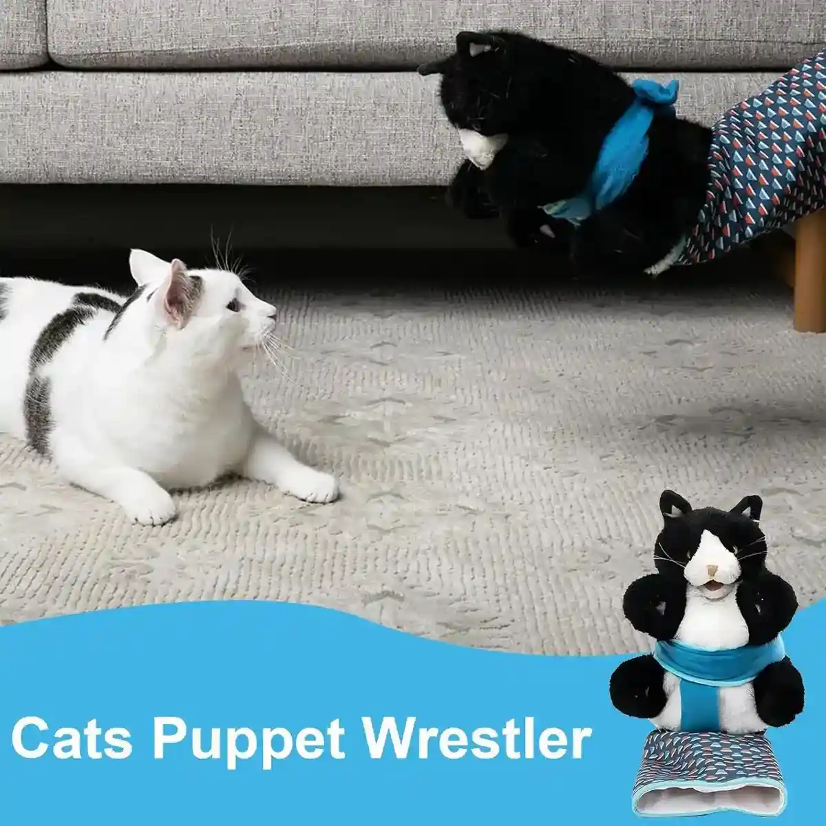 Cat Wrestling Toy Puppet with Protective Sleeve and Catnip Pockets - Image 6