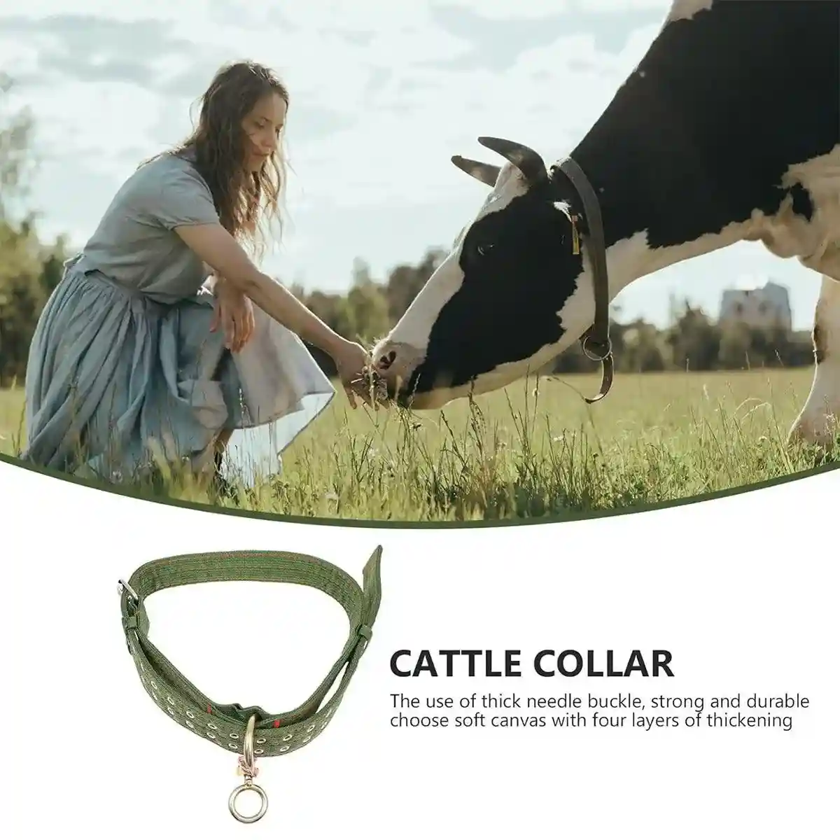Heavy-Duty Adjustable Cattle Collar with Metal Buckle Wear-Resistant Canvas - Image 9