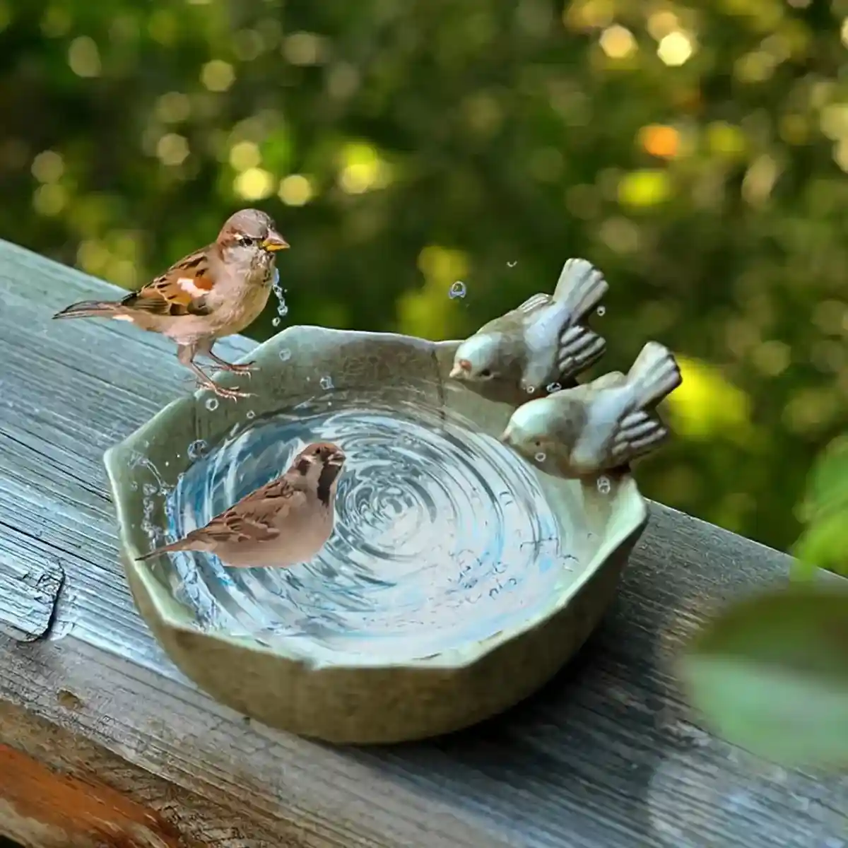 Ceramic Bird Bowl for Garden Bird Feeder & Bath Decorative Dish - Image 14