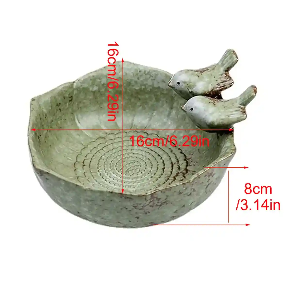 Ceramic Bird Bowl for Garden Bird Feeder & Bath Decorative Dish - Image 5