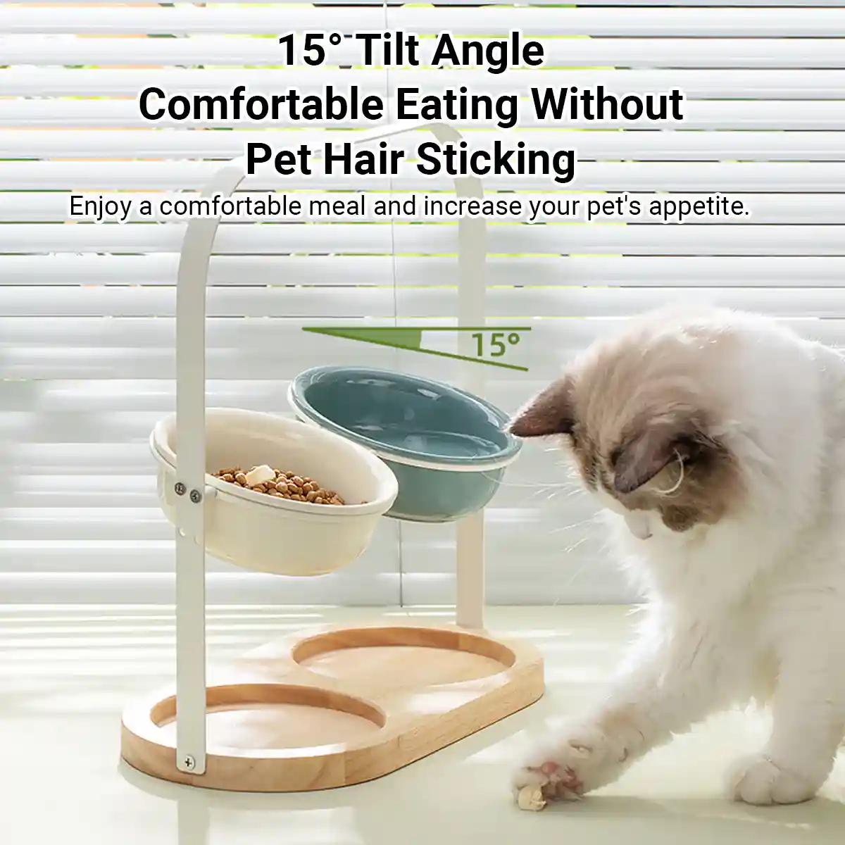 Ceramic Cat Bowl Elevated Adjustable Tilted Pet Feeder - Image 8