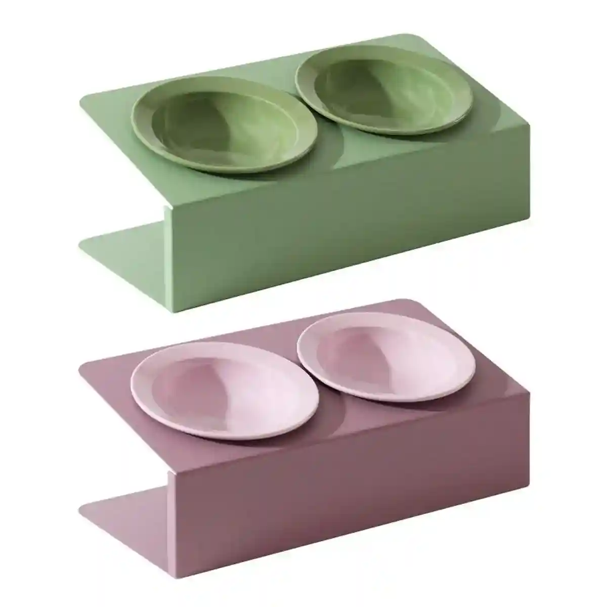 Ceramic Double Cat Bowl with Tilt Stand Elevated Pet Feeder for Comfort - Image 3