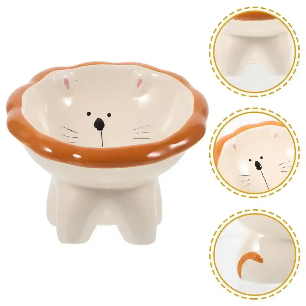 Ceramic Pet Bowl Tilted Design for Neck Protection & Stylish Cartoon Lion - Image 6