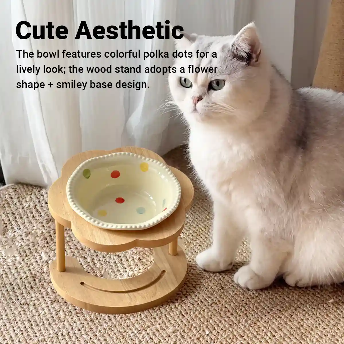 Ceramic Pet Bowl With Elevated Wooden Stand Hygienic & Stable Feeder - Image 7