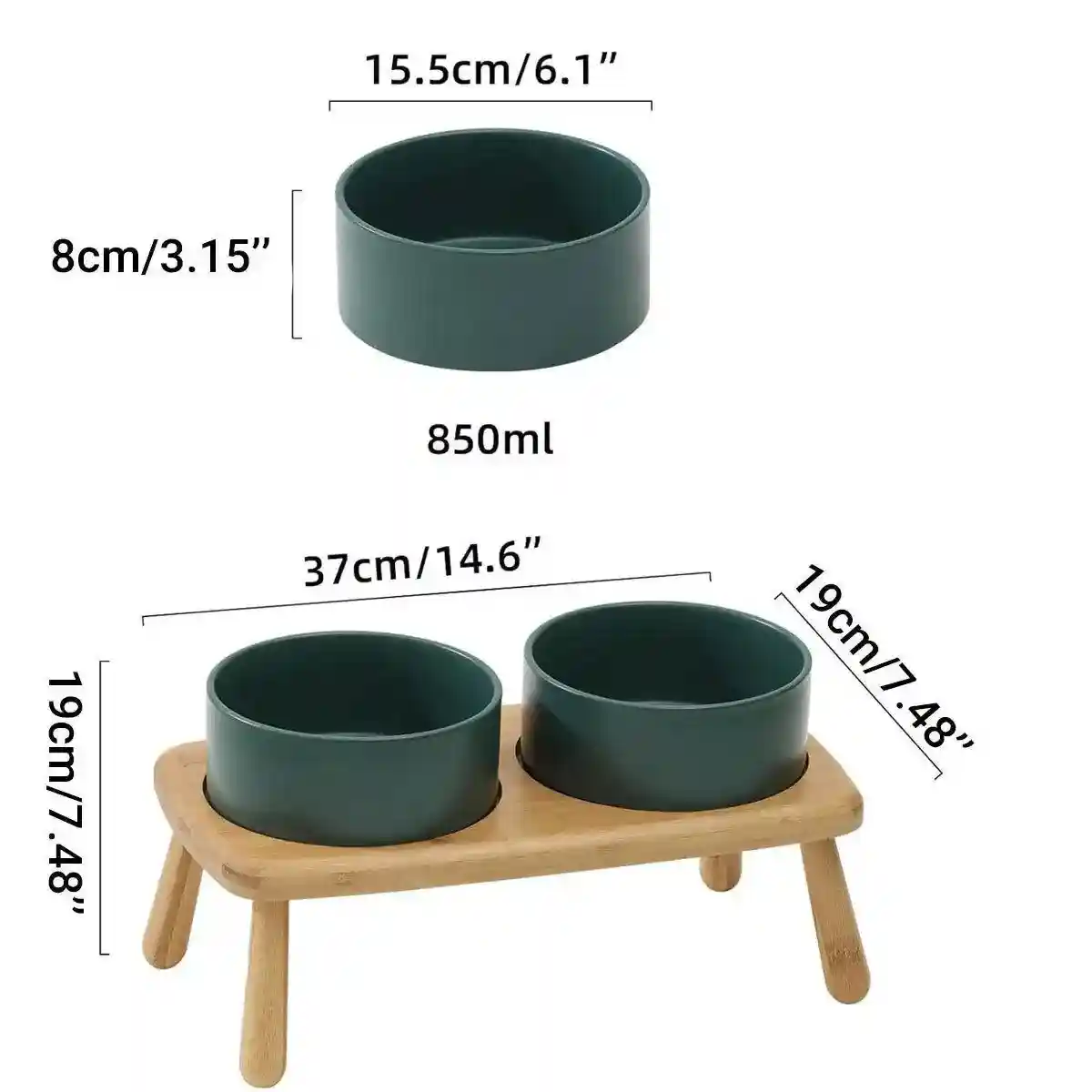 Anti-Slip Ceramic Pet Bowl with Elevated Wooden Stand - Image 10