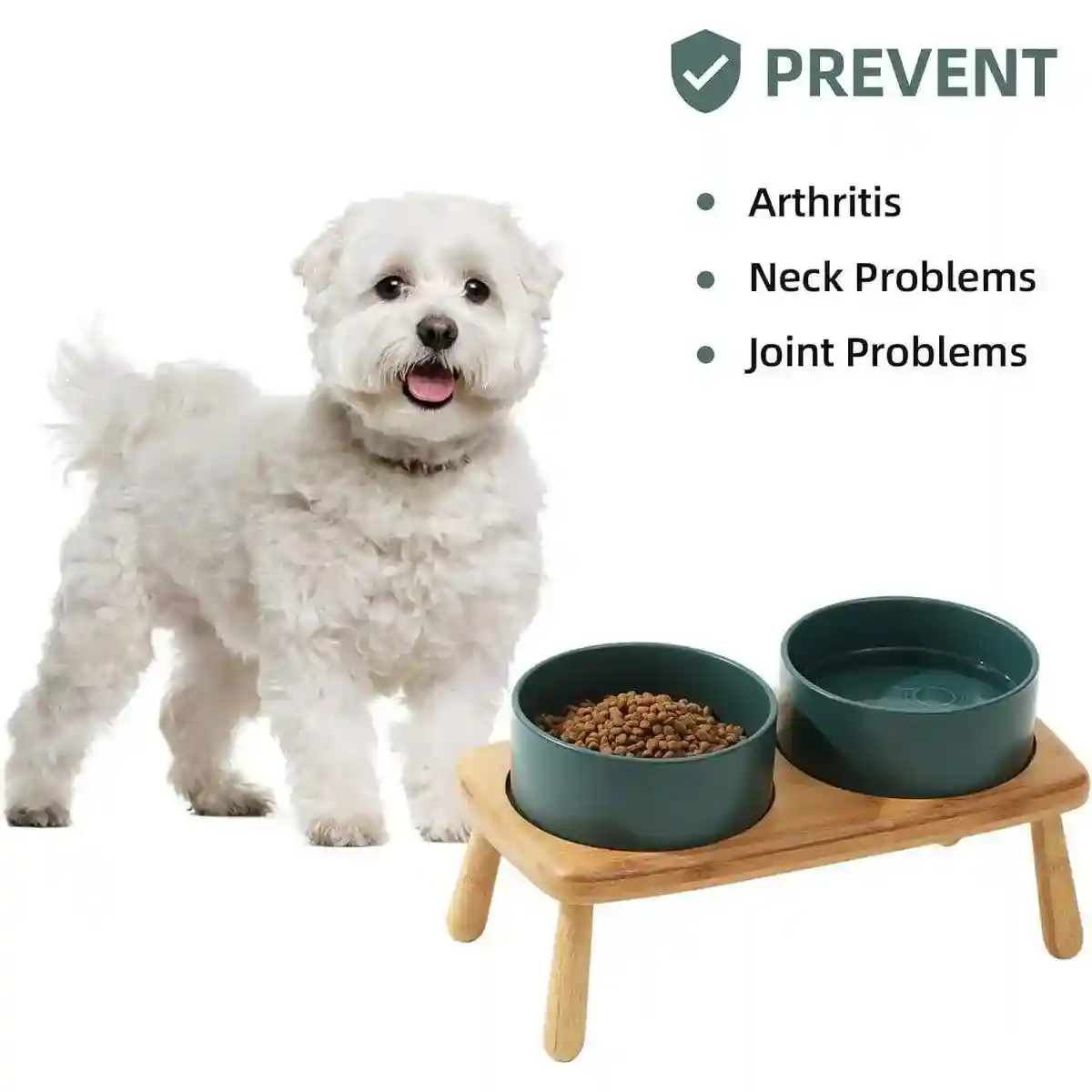 Anti-Slip Ceramic Pet Bowl with Elevated Wooden Stand - Image 3