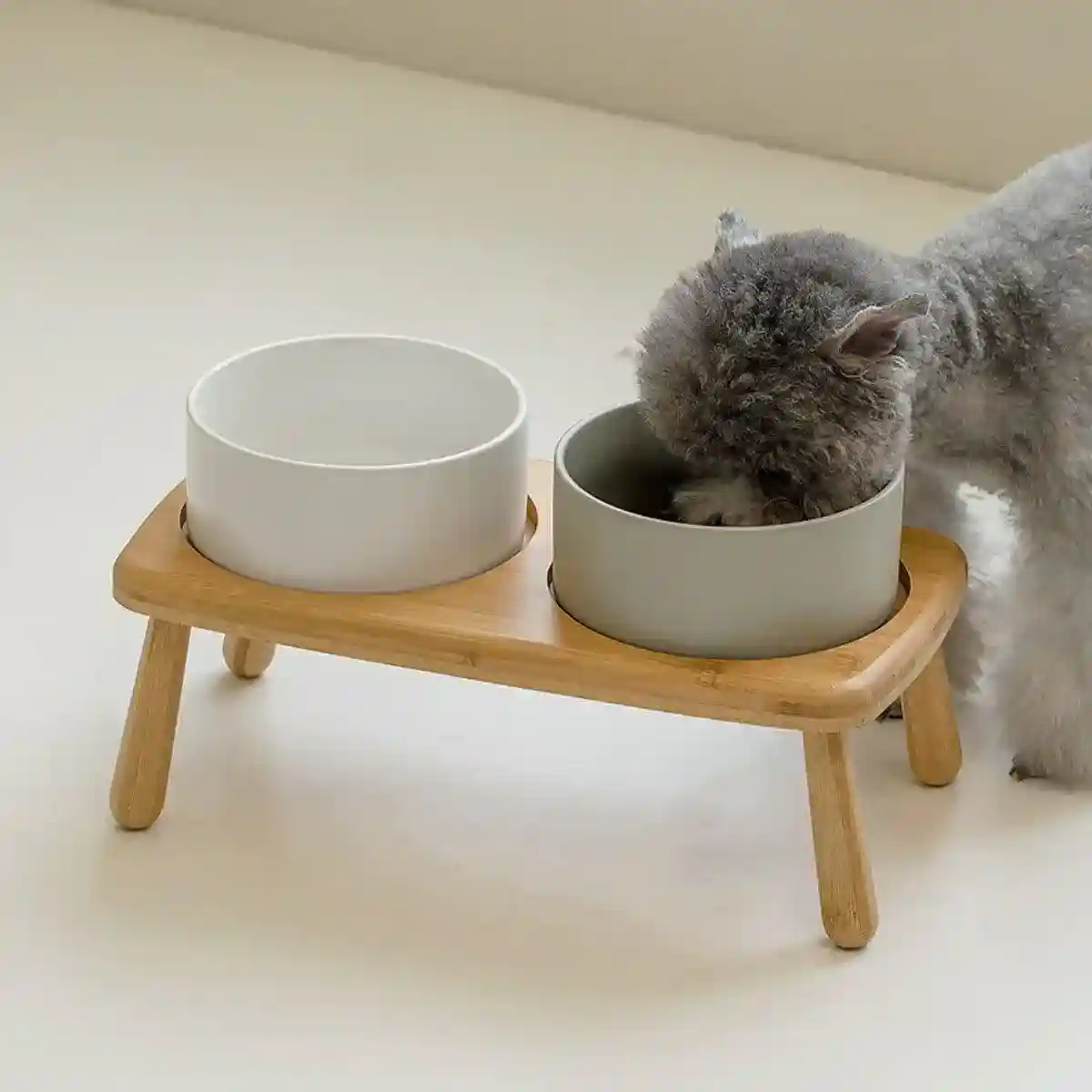 Anti-Slip Ceramic Pet Bowl with Elevated Wooden Stand - Image 7
