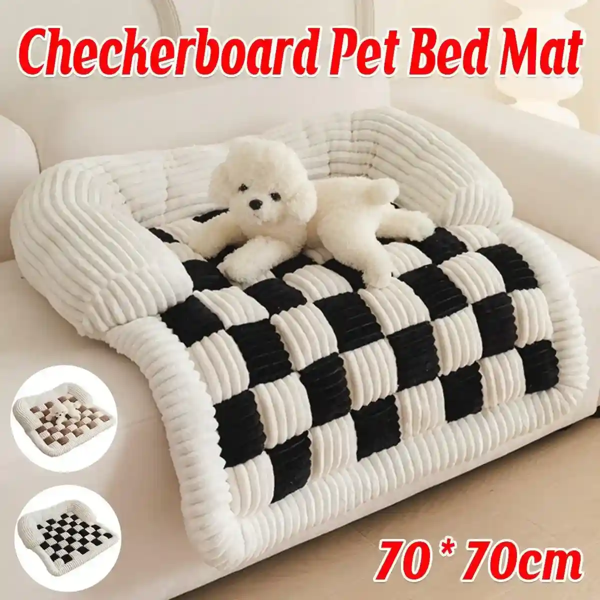 Checkerboard Pet Bed Mat Comfortable Sofa for Cats & Small Dogs - Image 2