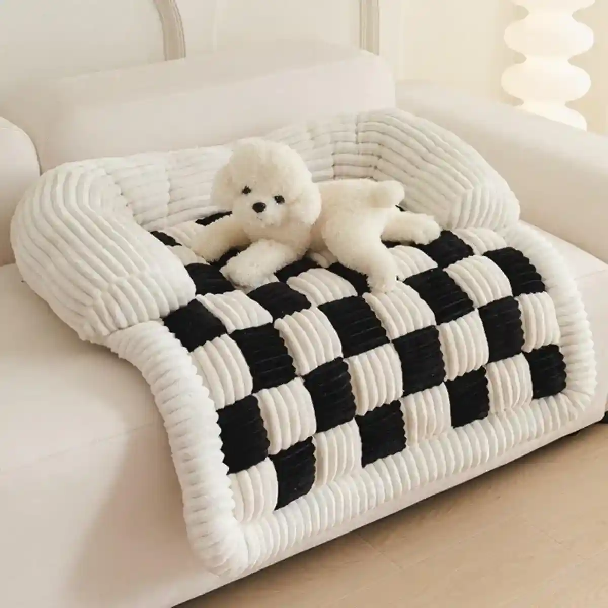 Checkerboard Pet Bed Mat Comfortable Sofa for Cats & Small Dogs - Image 4