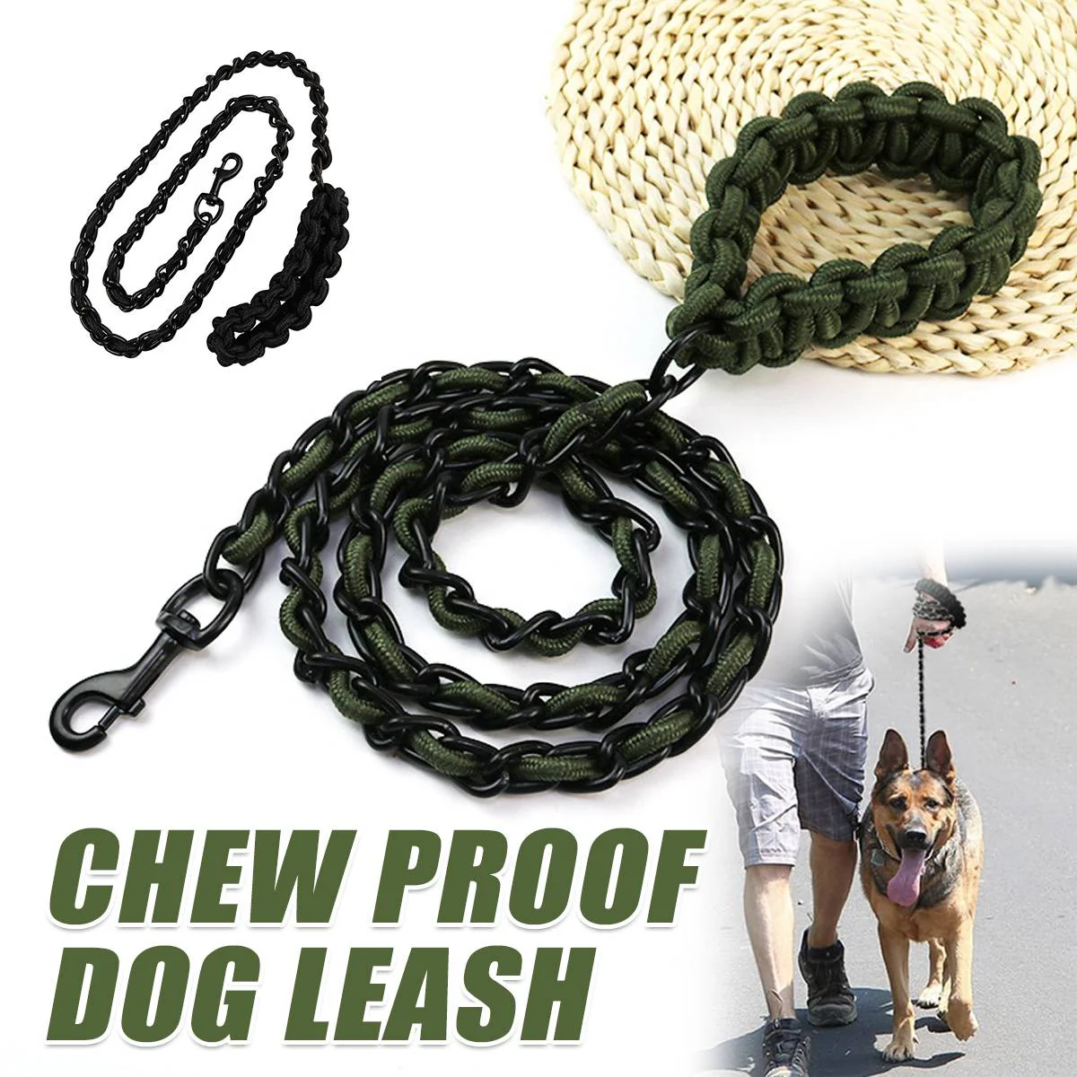 Chew Proof Dog Leash Heavy Duty Metal Chain Leash