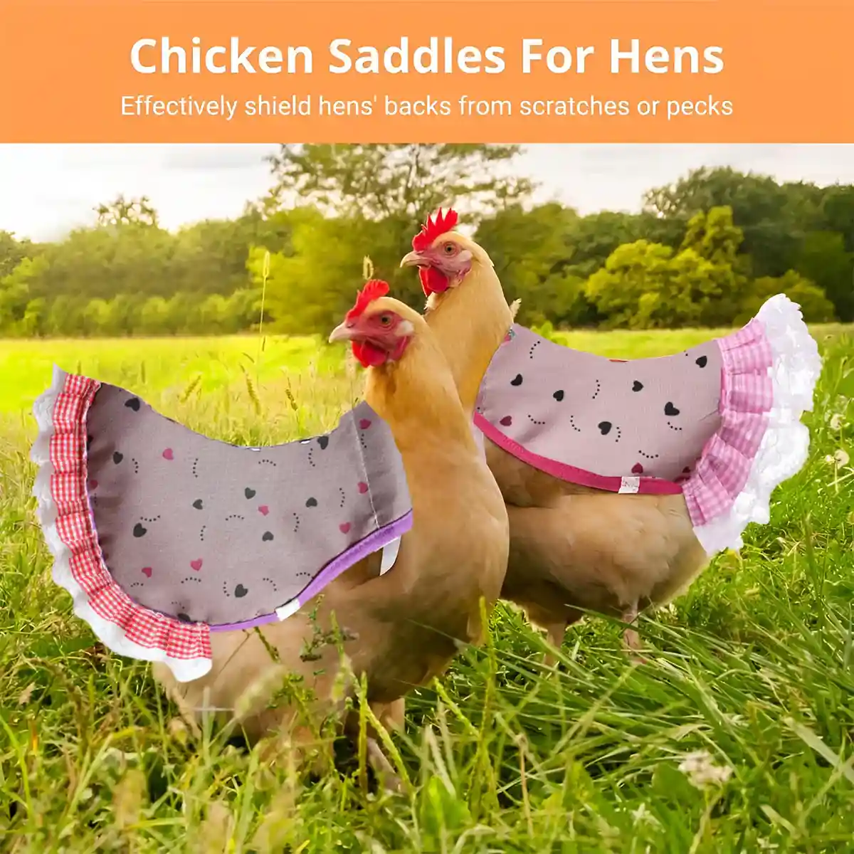 5 Pack Adjustable Chicken Saddle Aprons with Lace Trim - Image 11