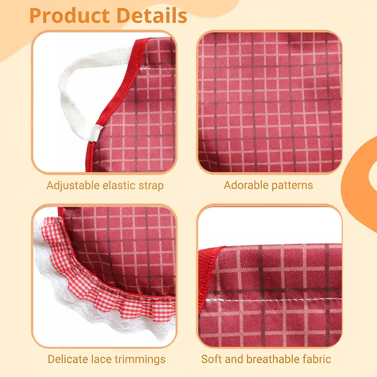5 Pack Adjustable Chicken Saddle Aprons with Lace Trim - Image 2