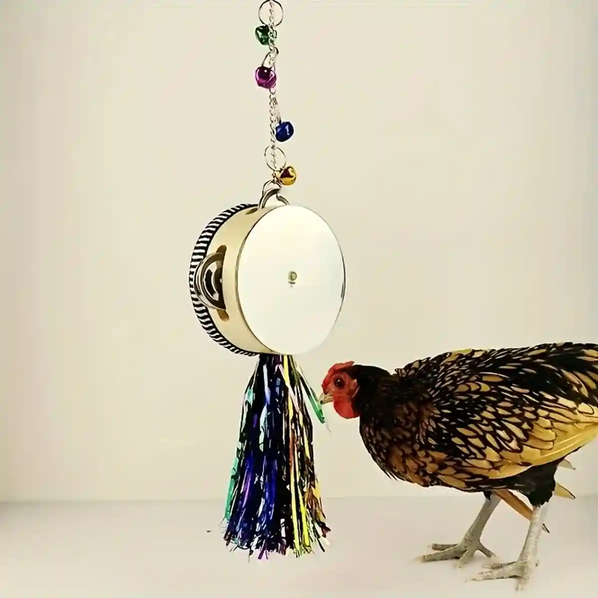 Hanging Mirror Drum Chicken Toys for Coop Enrichment and Fun - Image 5