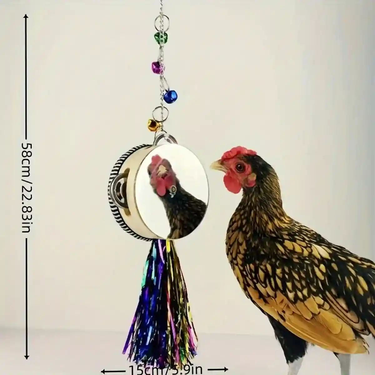 Hanging Mirror Drum Chicken Toys for Coop Enrichment and Fun - Image 7
