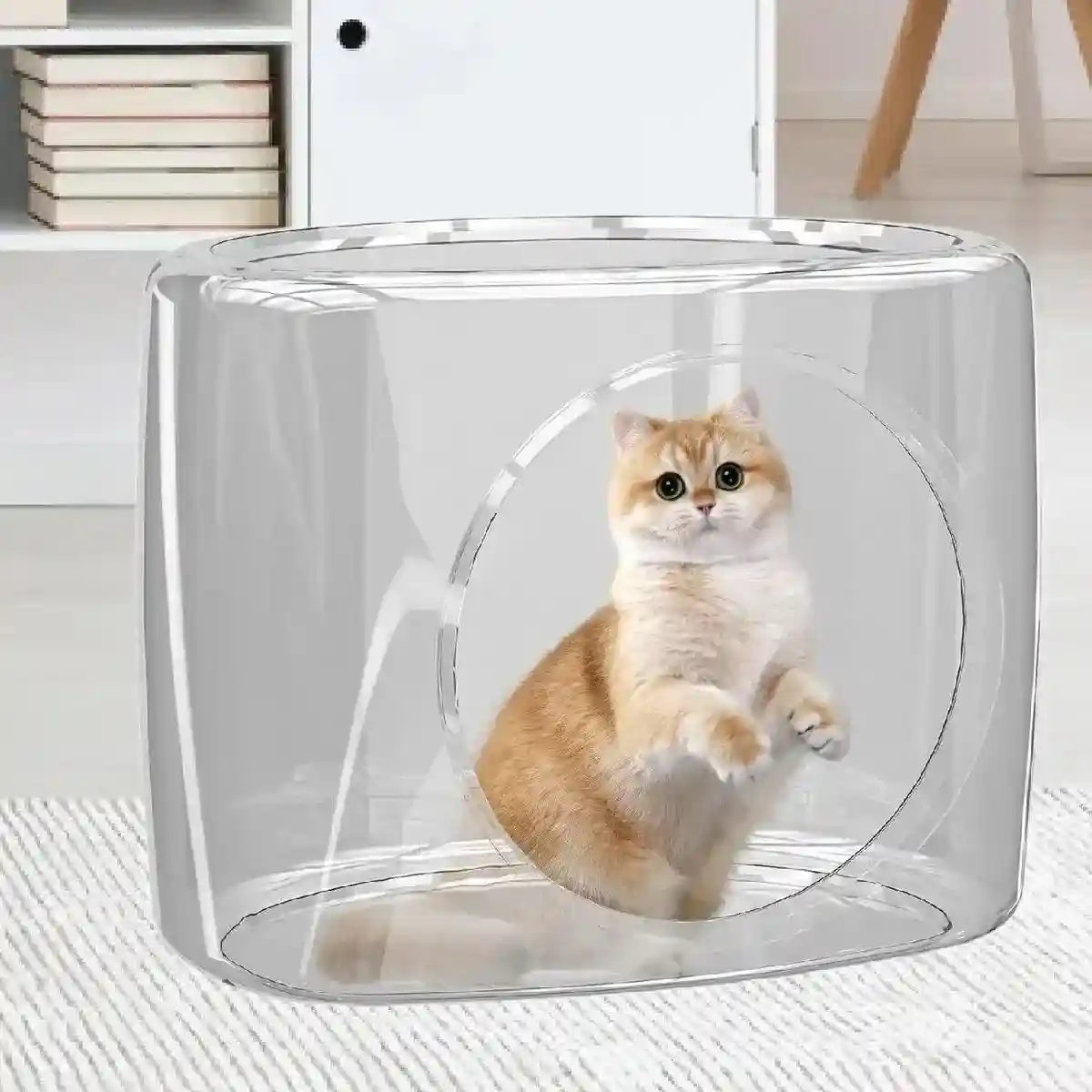 Transparent Capsule Cat Litter Box Semi Enclosed Cat House for Indoor Use AU - Image 10