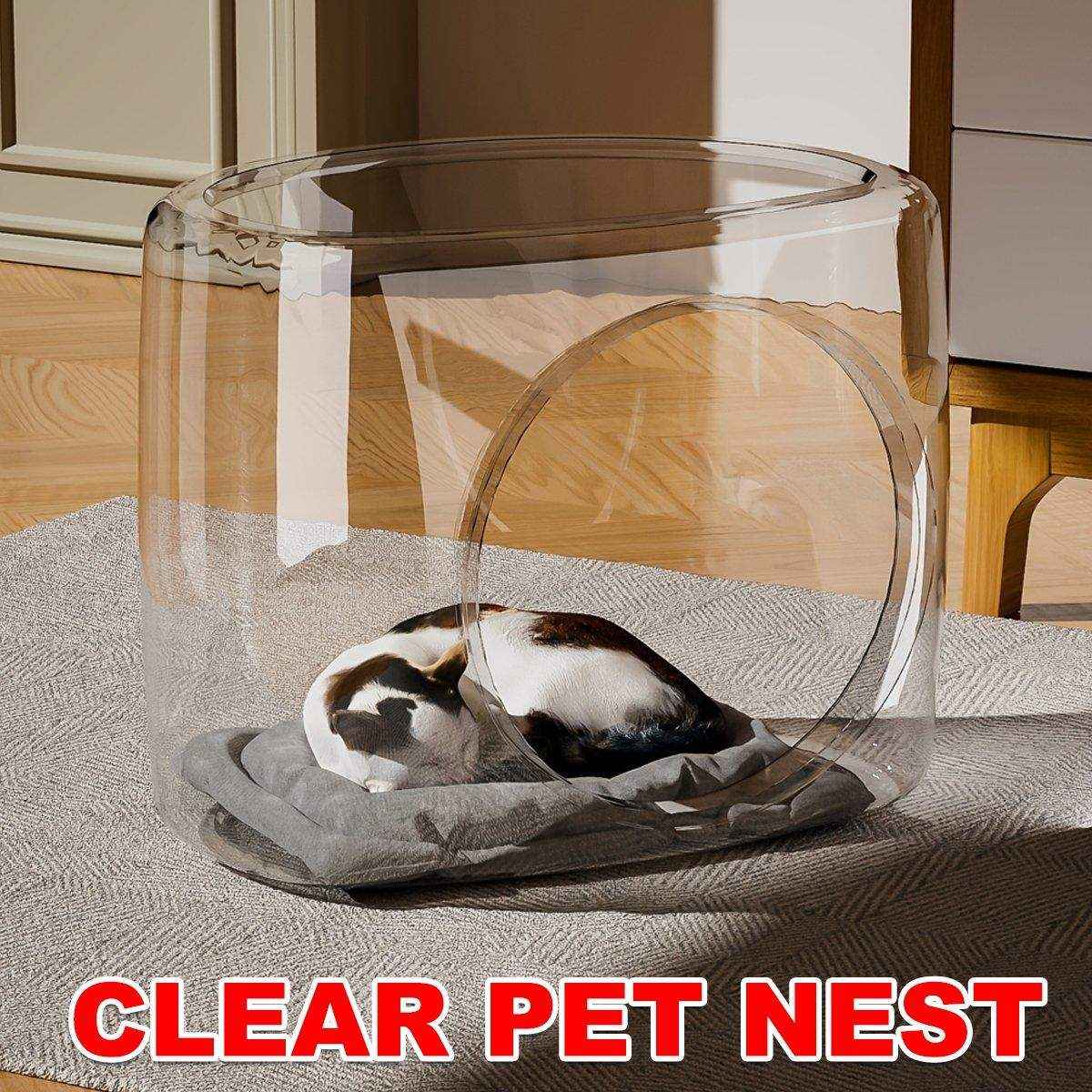 Transparent Capsule Cat Litter Box Semi Enclosed Cat House for Indoor Use AU - Image 2