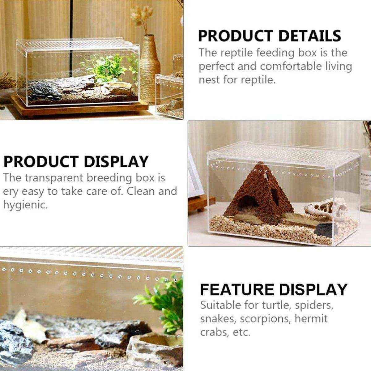Clear Slide Lid Pet Box Reptile Breeding Habitat Reptile Tank - Image 5