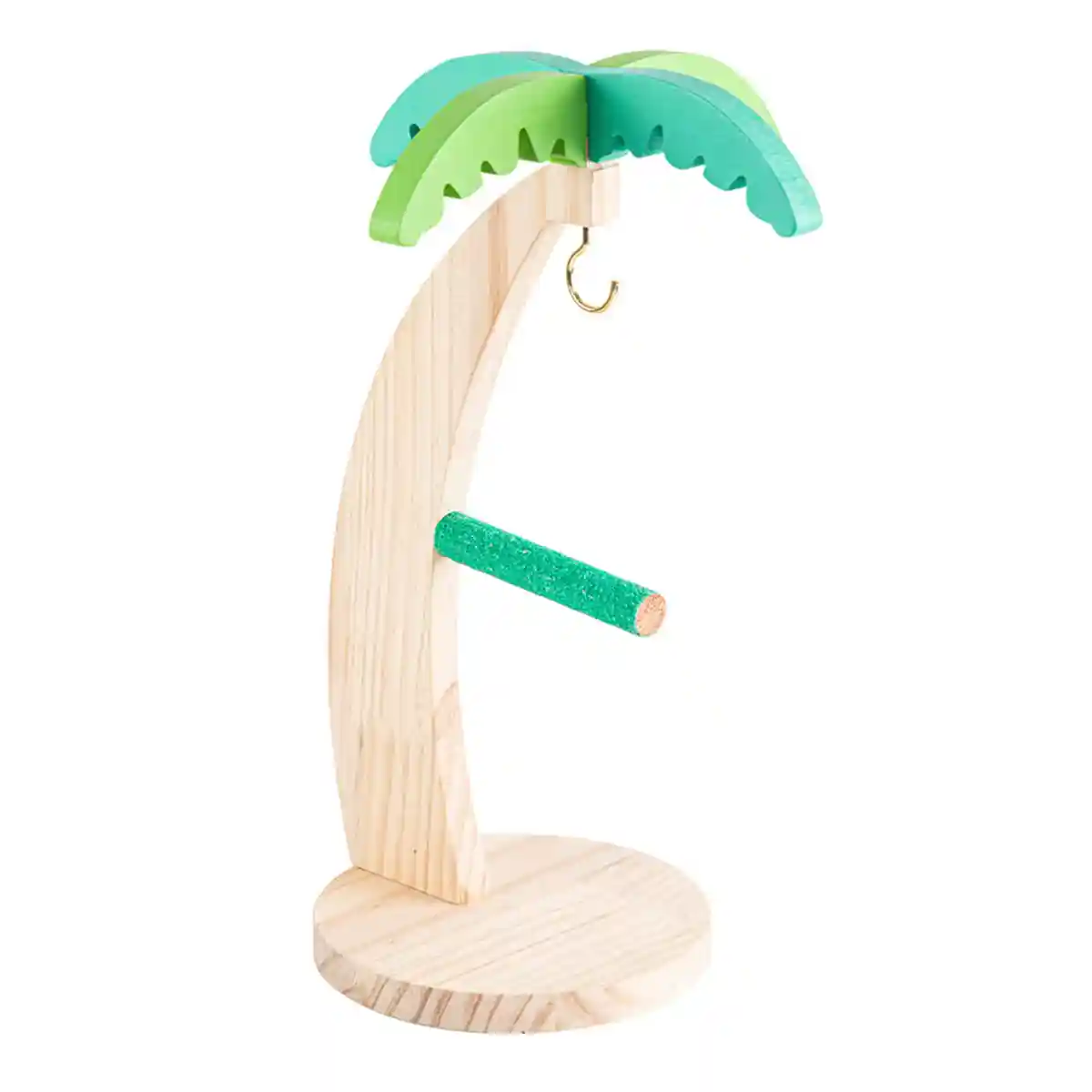 Coconut Tree Parrot Stand Wooden Bird Perch 33×14.5cm - Image 2