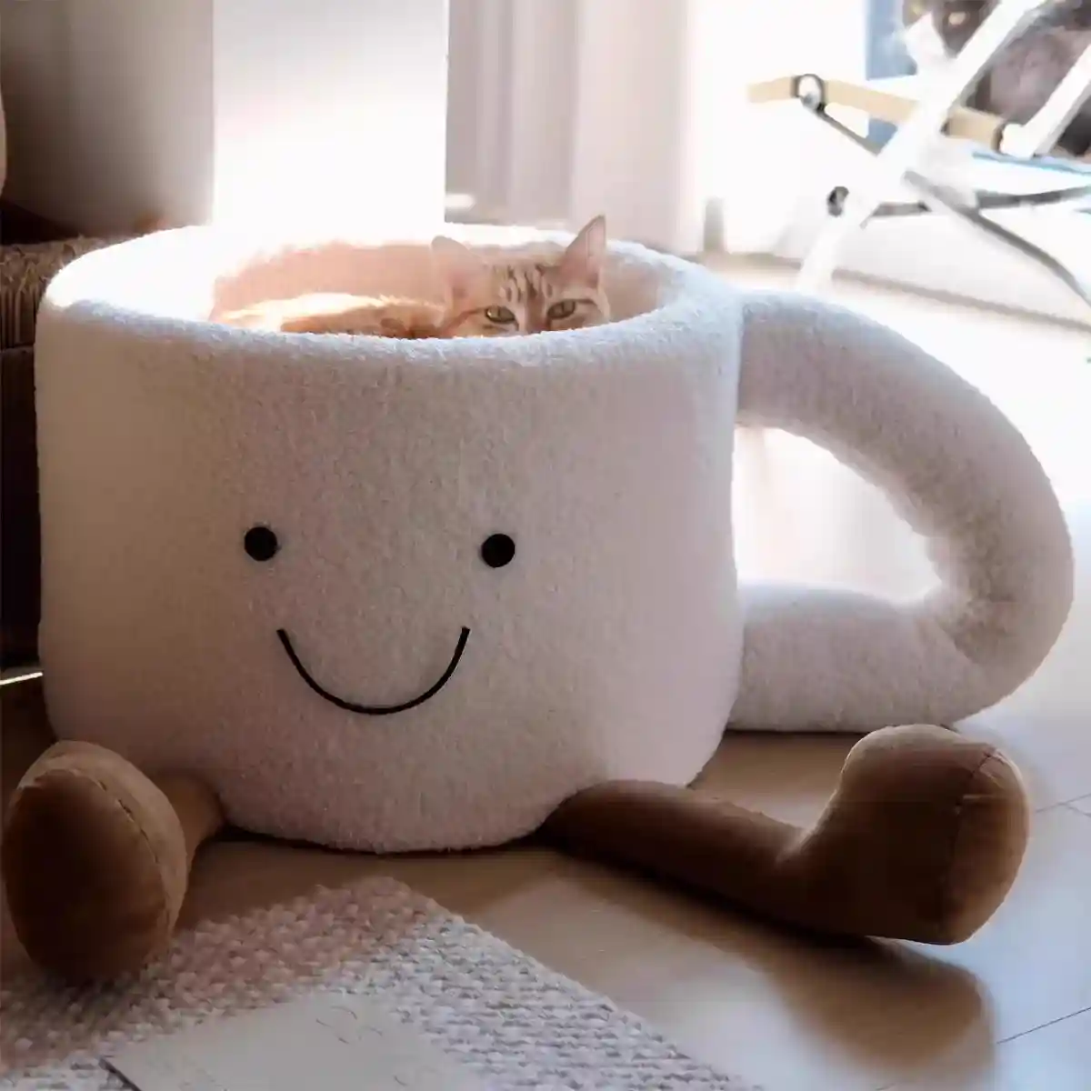 Cute Coffee Cup Cat Nest Bed for Indoor Cats and Kittens - Image 11