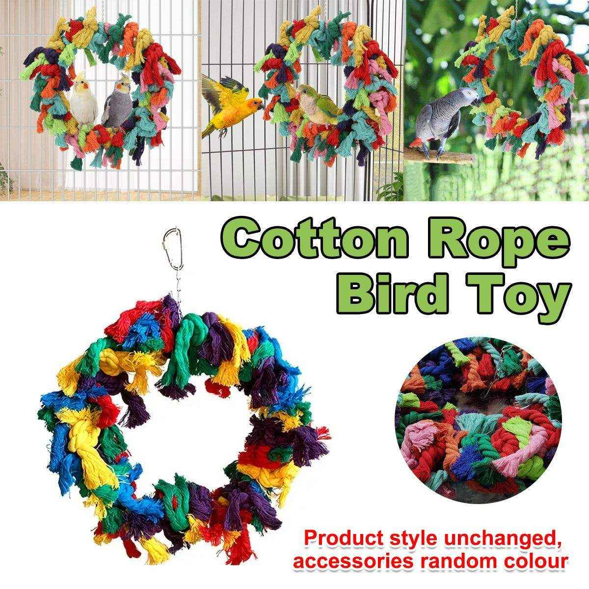 Colorful Cotton Ring Toy for Birds – Durable Rope Perches for Birds
