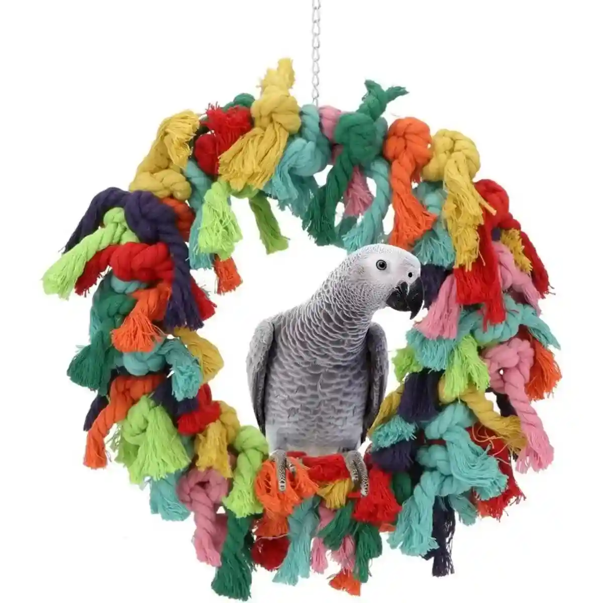 Colorful Cotton Ring Toy for Birds – Durable Rope Perches for Birds - Image 3