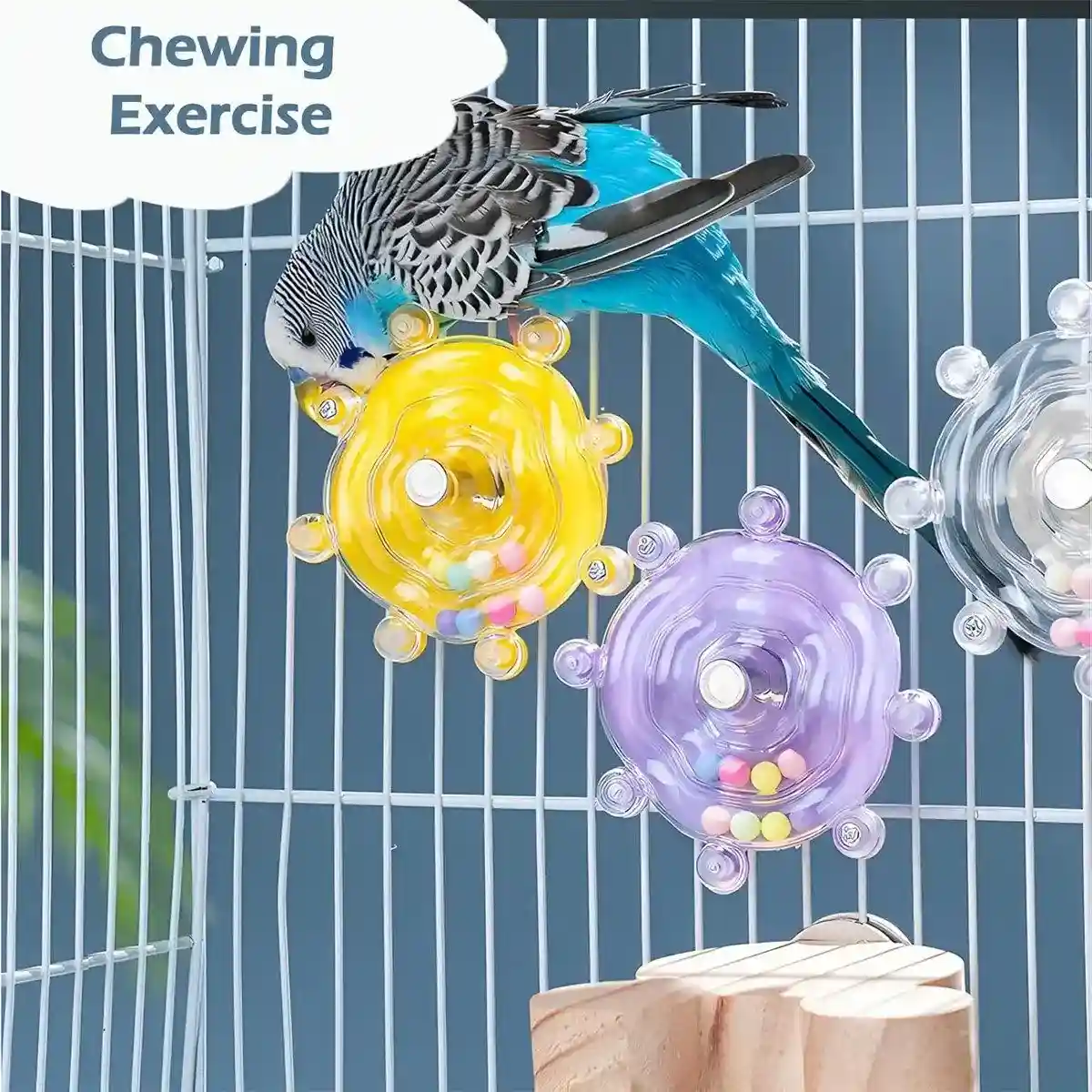 Colorful Rotating Bird Cage Toy Interactive Chewing Toy with Sound for Parrots - Image 11