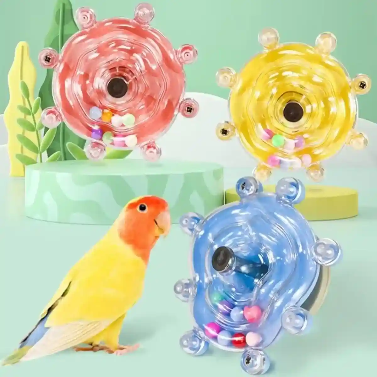 Colorful Rotating Bird Cage Toy Interactive Chewing Toy with Sound for Parrots - Image 6