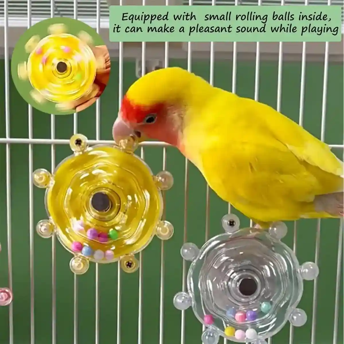 Colorful Rotating Bird Cage Toy Interactive Chewing Toy with Sound for Parrots - Image 8
