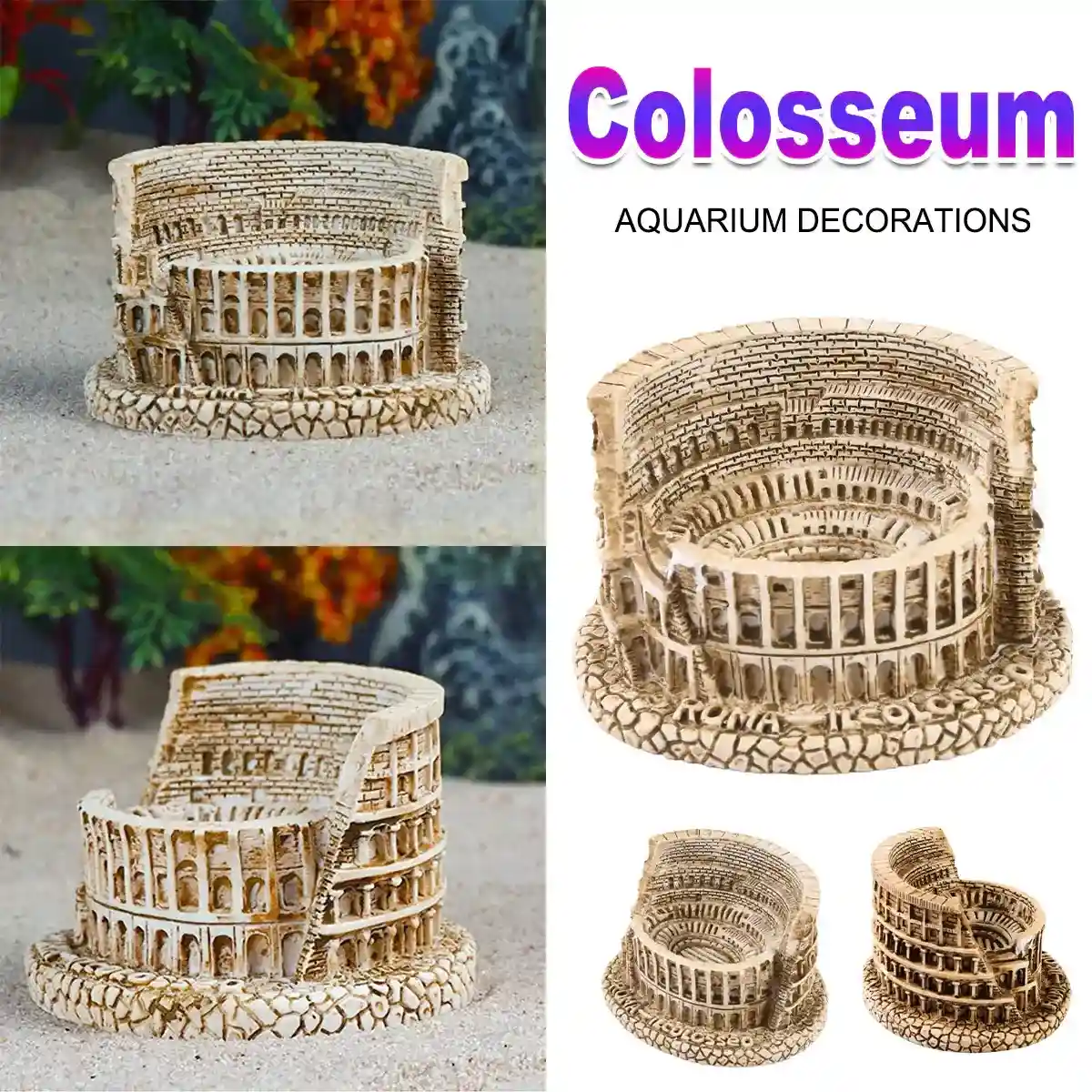 Mini Colosseum Resin Decor Aquarium Ornament for Roman Theme Tanks