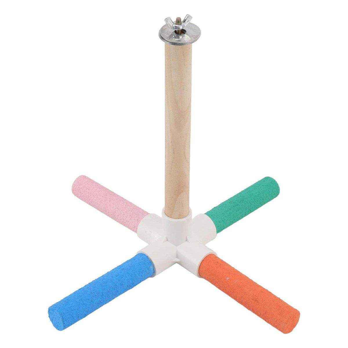 Colourful Parrot Toy Bird Stand for Claw Grinding and Play - Image 3