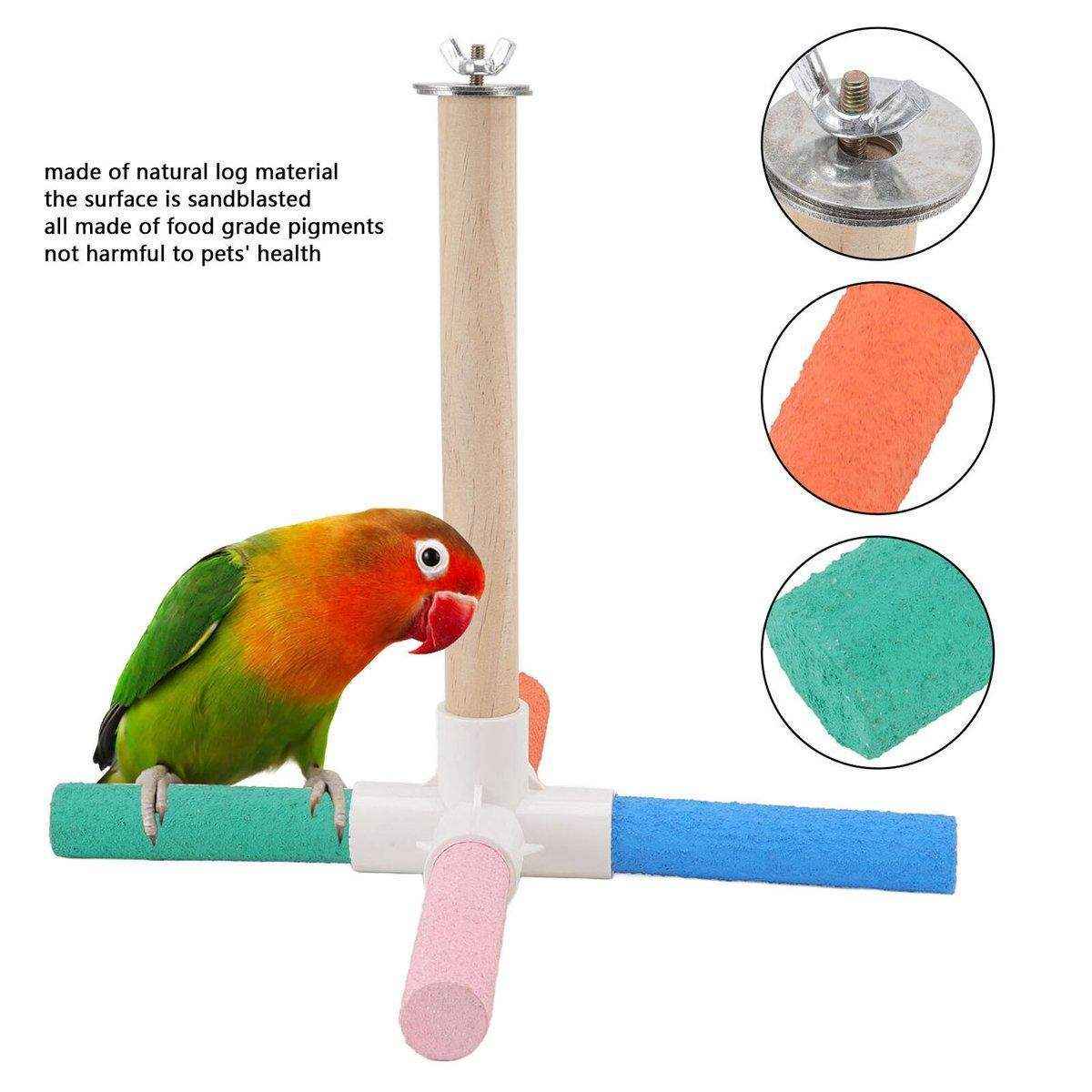 Colourful Parrot Toy Bird Stand for Claw Grinding and Play - Image 6