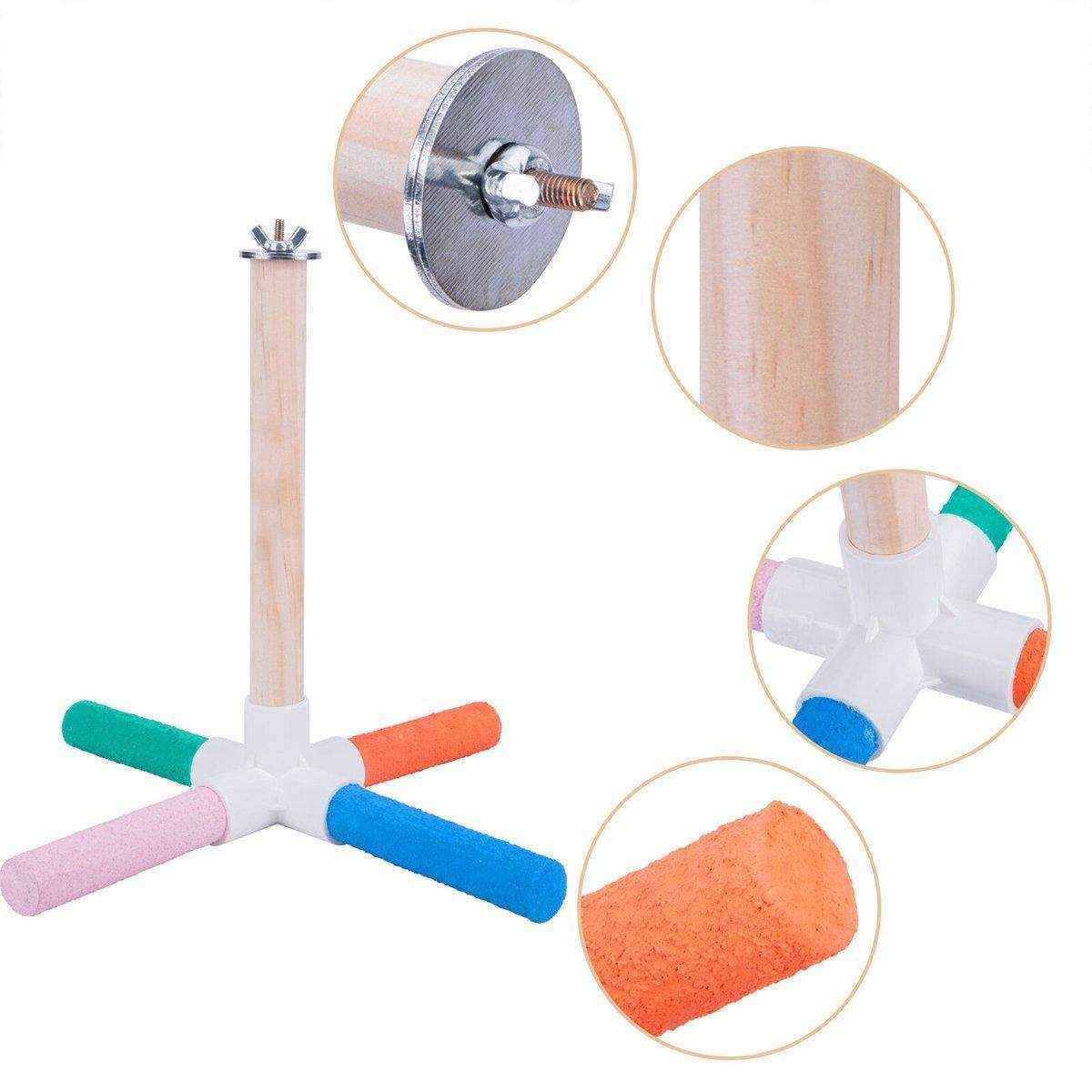Colourful Parrot Toy Bird Stand for Claw Grinding and Play - Image 8