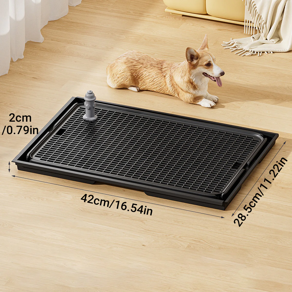 Connectable Dog Toilet Tray With Grid And Training Post - Image 6