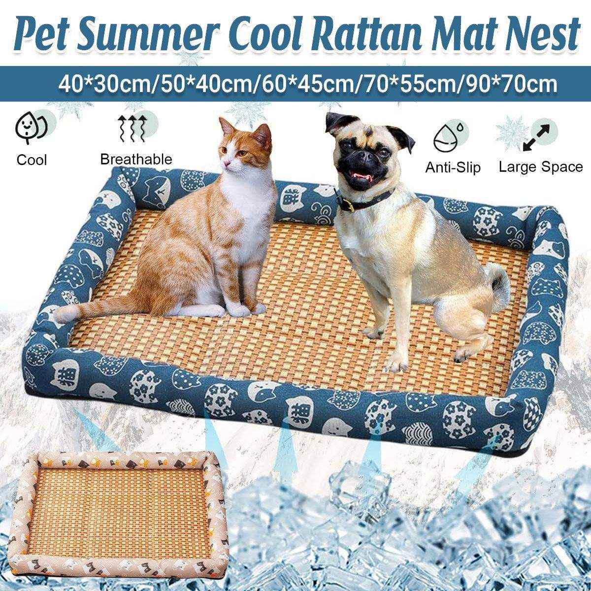 Breathable Rattan Summer Bed Comfortable & Cool Cooling Pet Mat