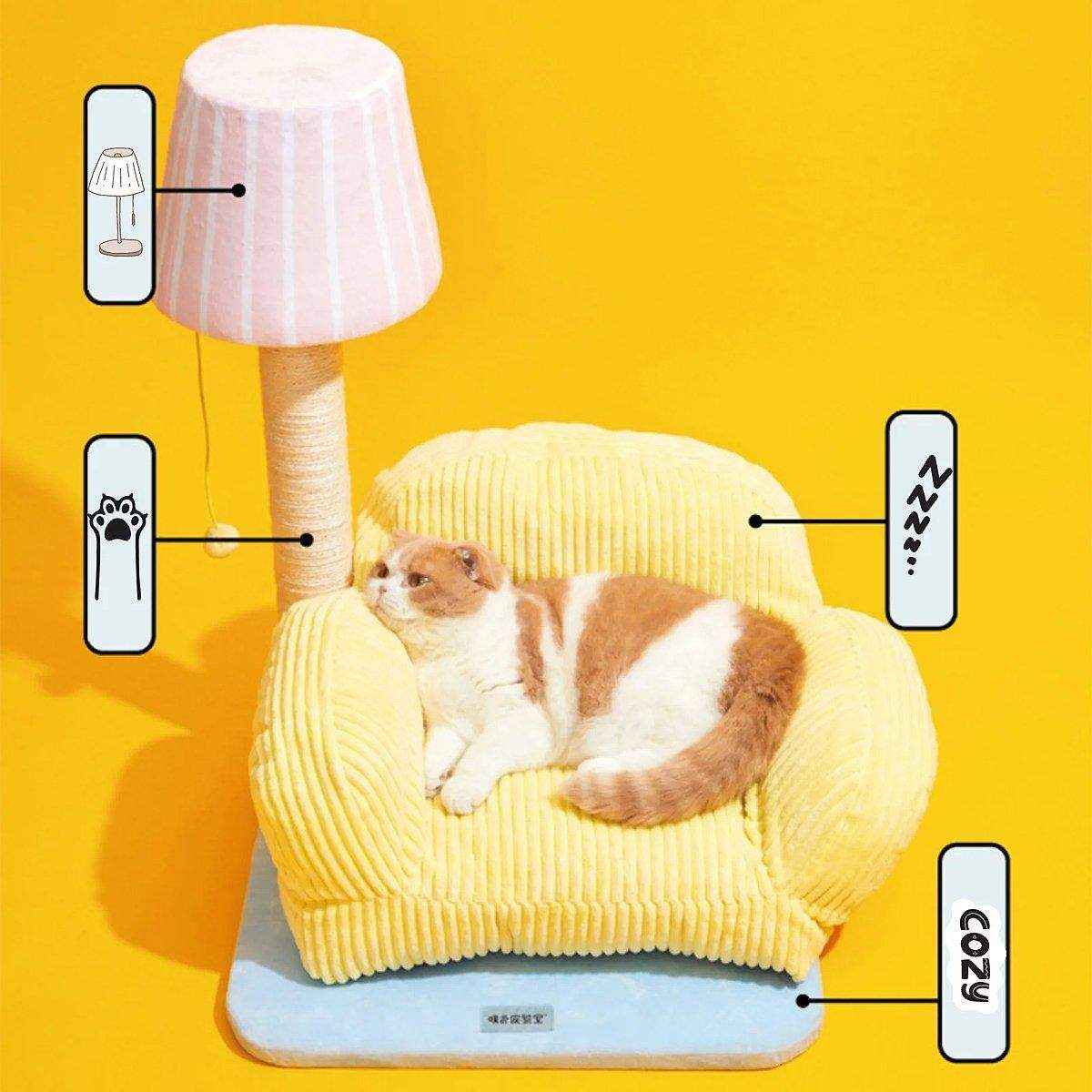 Cozy Cute Sofa Cat Lounge with Scratch Post - Image 11
