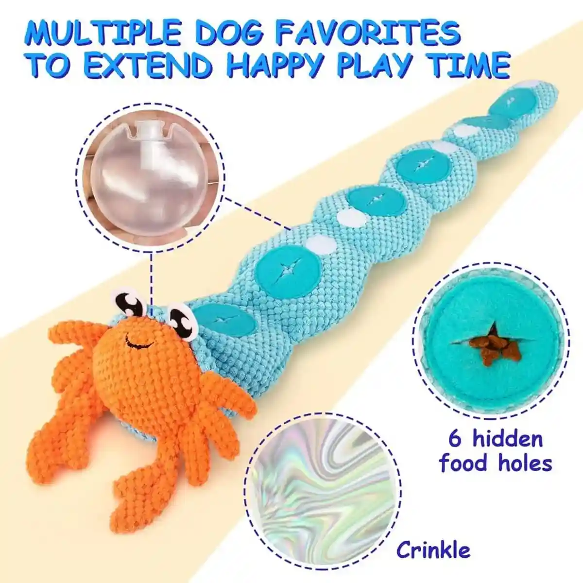 Crab Dog Snuffle Toy Sniffing Mat 31.4in Nose-Work Enrichment - Image 4