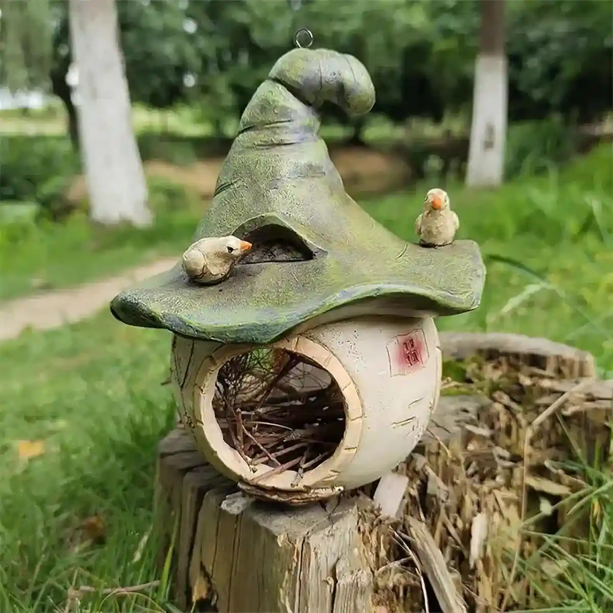 Creative Hanging Tree Hummingbird Warm Nest Outdoor Courtyard Resin Crafts Ornaments - Image 5