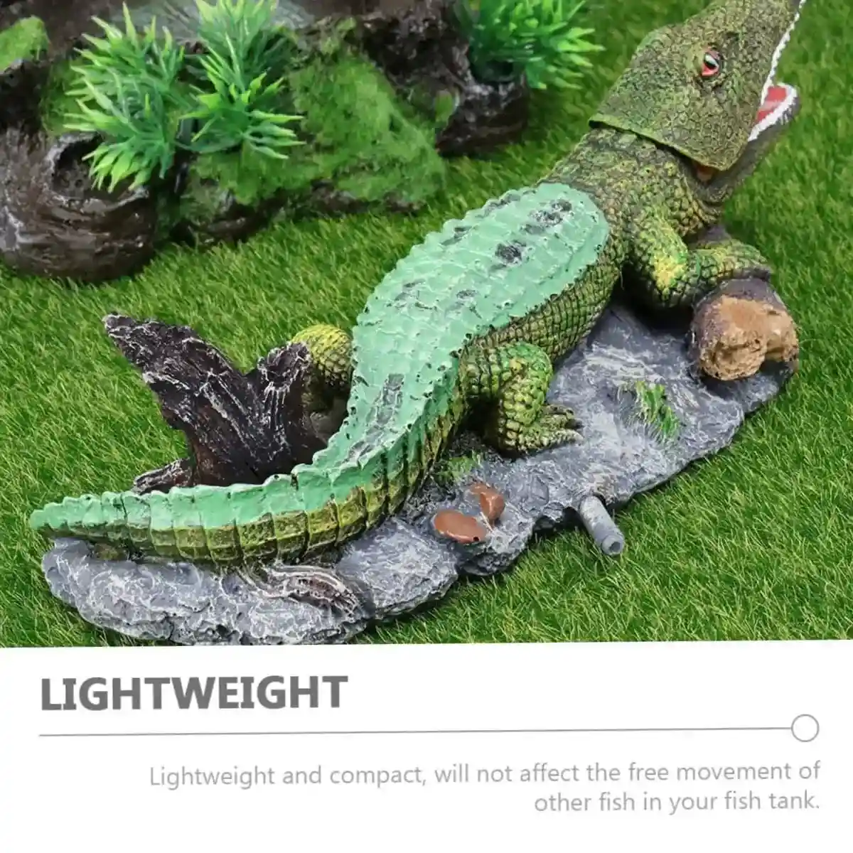 Crocodile Aquarium Ornament with Bubble Stone for Oxygenation - Image 8