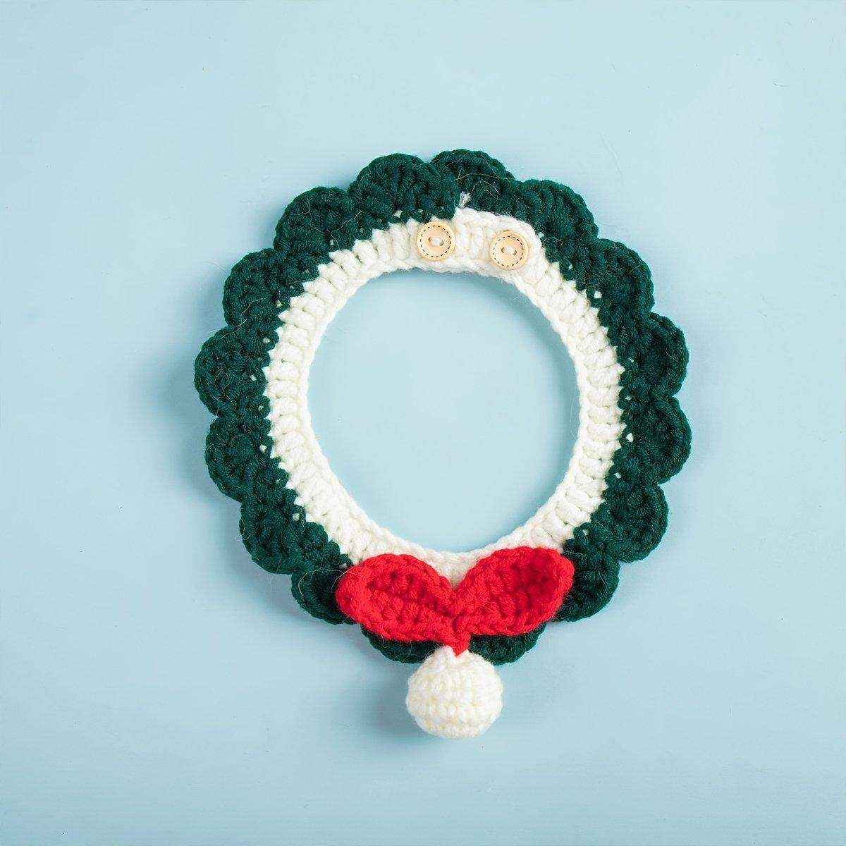 Cat Collar Handmade Knit Neck Dog Collar Adjustable Neck Kitten Necklace - Image 12
