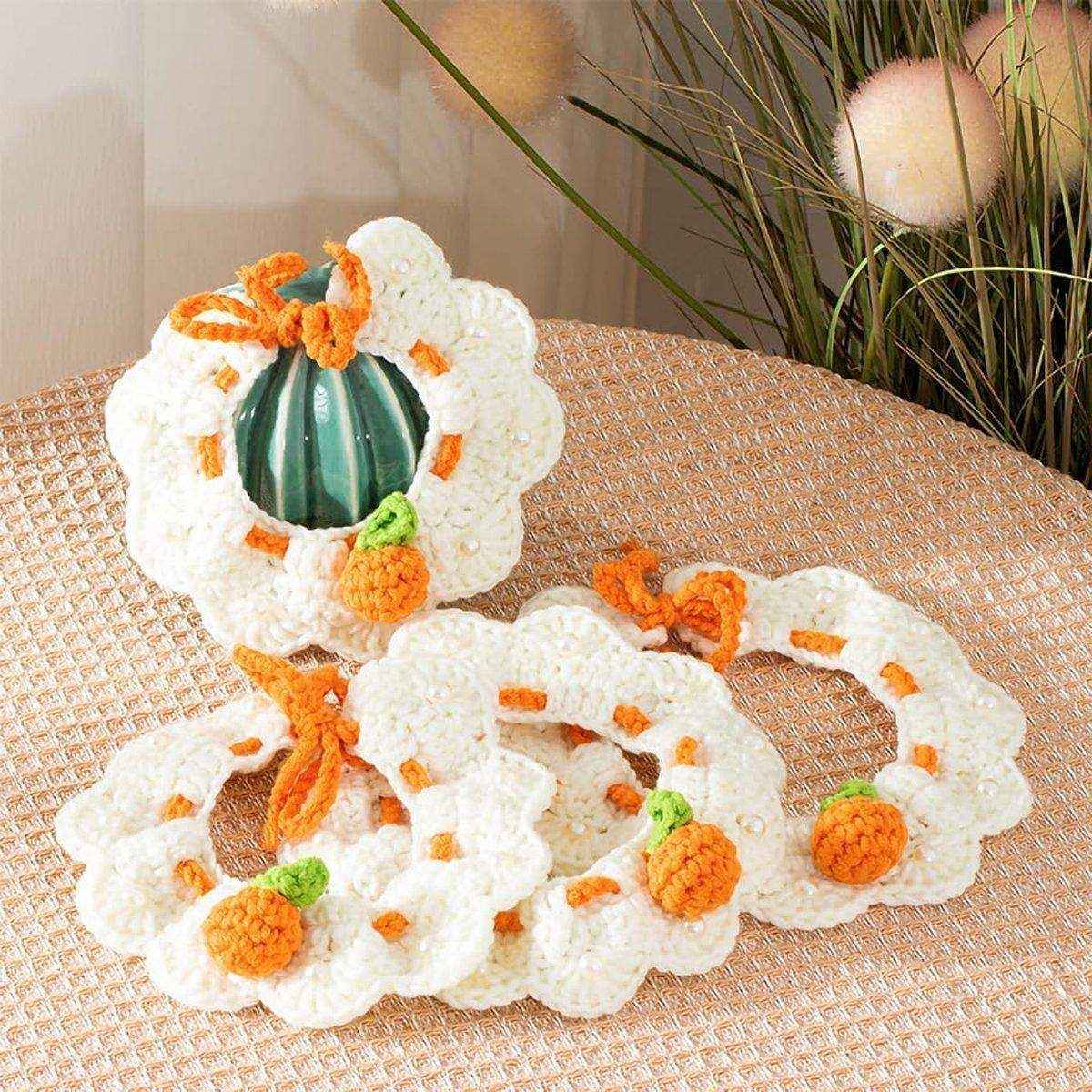 Cat Collar Handmade Knit Neck Dog Collar Adjustable Neck Kitten Necklace - Image 3