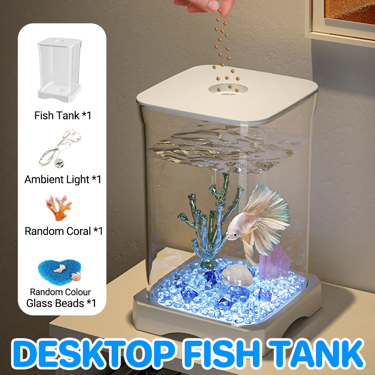 Desktop Fish Tank With LED Light