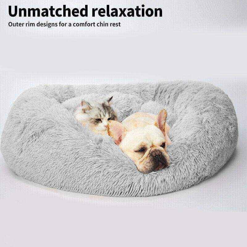 Dog Cat Pet Calming Bed Washable Warm Soft Plush Round - Image 10